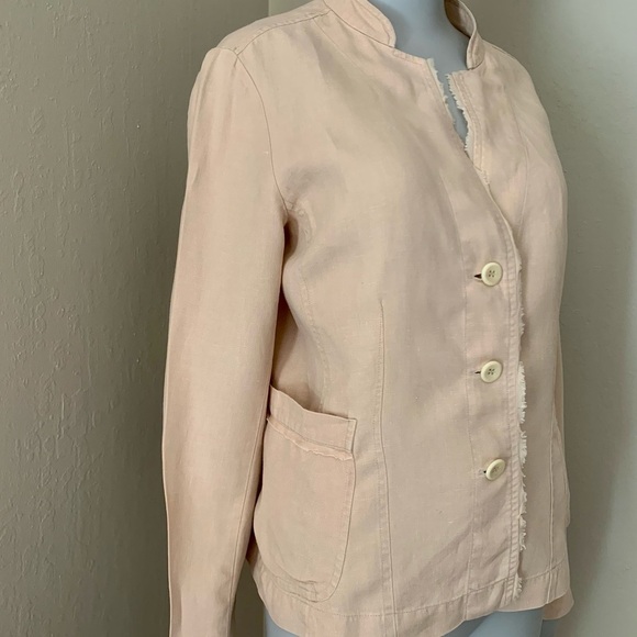 EILEEN FISHER 100% Linen Blazer Beige Blush Lightweight Button Front Size S - Picture 7 of 16